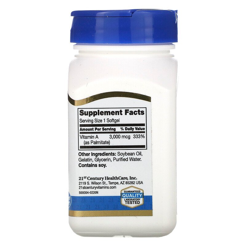 Vitamin A 10,000 Iu, 110 Softgel Capsules by 21st century Vitamins & Supplements 21st Century  - Image 1