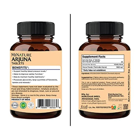 Arjuna Tablets by mi Nature -90 Tablets, 1000mg Multivitamins & Minerals supps247 