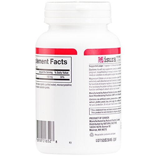Natural Factors - Magnesium Citrate 90 Capsules Back to results supps247