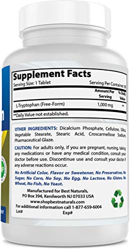 Best Naturals L-Tryptophan 1000 Mg Vitamins & Supplements supps247