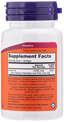 Now Foods Vitamin A 10,000 IU 100 Sgels Vitamins & Supplements SUPPS247  - Image 2
