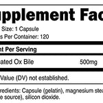 Nutricost Ox Bile Capsules 500mg Per Serving liver support SUPPS247