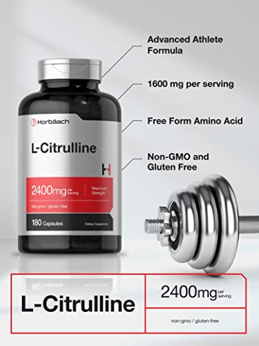 L Citrulline 2400 mg per Serving | 180 Capsules by Horbaach Blended Vitamin & Mineral Supplements Amazon - Image 4