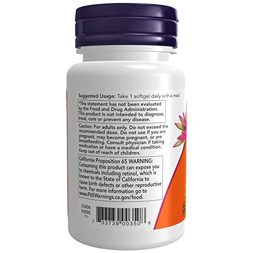 NOW Supplements, Vitamin A & D 10,000/400 IU 100 Softgels Vitamin D Amazon  - Image 3