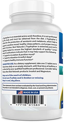 Best Naturals L-Tryptophan 1000 Mg Vitamins & Supplements supps247 - Image 6