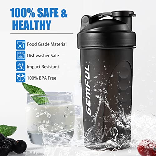 Buy- GEMFUL Shaker Bottle for Protein Mixes BPA-Free Leak Proof Smothies Mixer Water Cups 2 Pack- SUPPS247 Vitamins & Supplements supps247