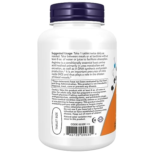 NOW L-Arginine 1000 mg, 120 Tablets Back to results supps247 