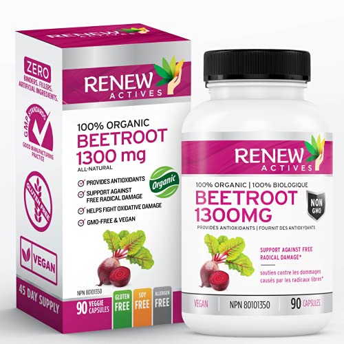 Renew Actives Organic Beetroot Supplement: 1300mg Vitamins & Supplements supps247