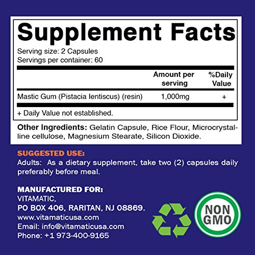Vitamatic Mastic Gum 1000mg per Serving - 120 Capsules Multivitamins & Minerals supps247 - Image 4