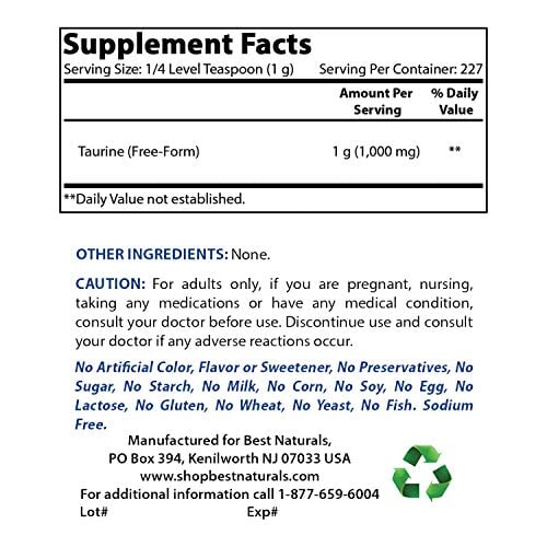 Best Naturals Pure Taurine Powder Back to results SUPPS247 - Image 2