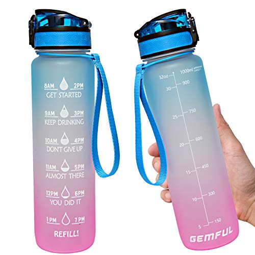 Water Bottle with Time Marker 1L Accessories supps247 - Image 1