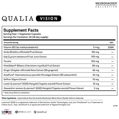 Qualia Vision | Optimized Eyes | Support Protect, Restore, Enhance Eye Health | 20 Count Back to results supps247 