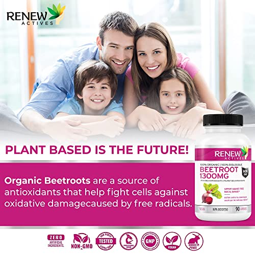 Renew Actives Organic Beetroot Supplement: 1300mg Vitamins & Supplements supps247