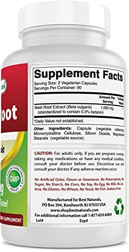 Best Naturals Beet Root Powder 500 Mg Capsules, 180 Count Multivitamins & Minerals supps247 