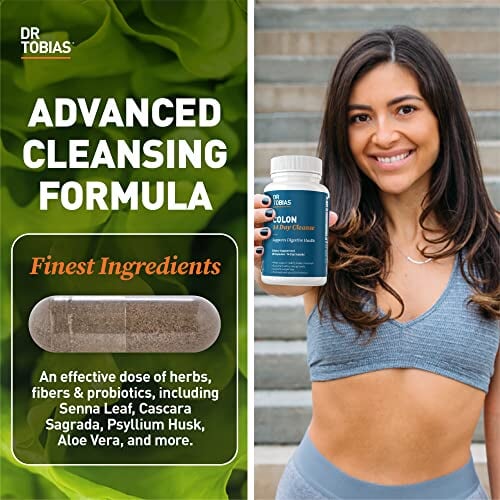 Dr. Tobias Colon 14 Day Cleanse, Advanced Gut Cleanse Detox for Women & Men with Cascara Sagrada, Psyllium Husk & Senna Leaf, Non-GMO Colon Cleanse, 28 Capsules (1-2 Daily) Detox & Cleanse Amazon  - Image 2
