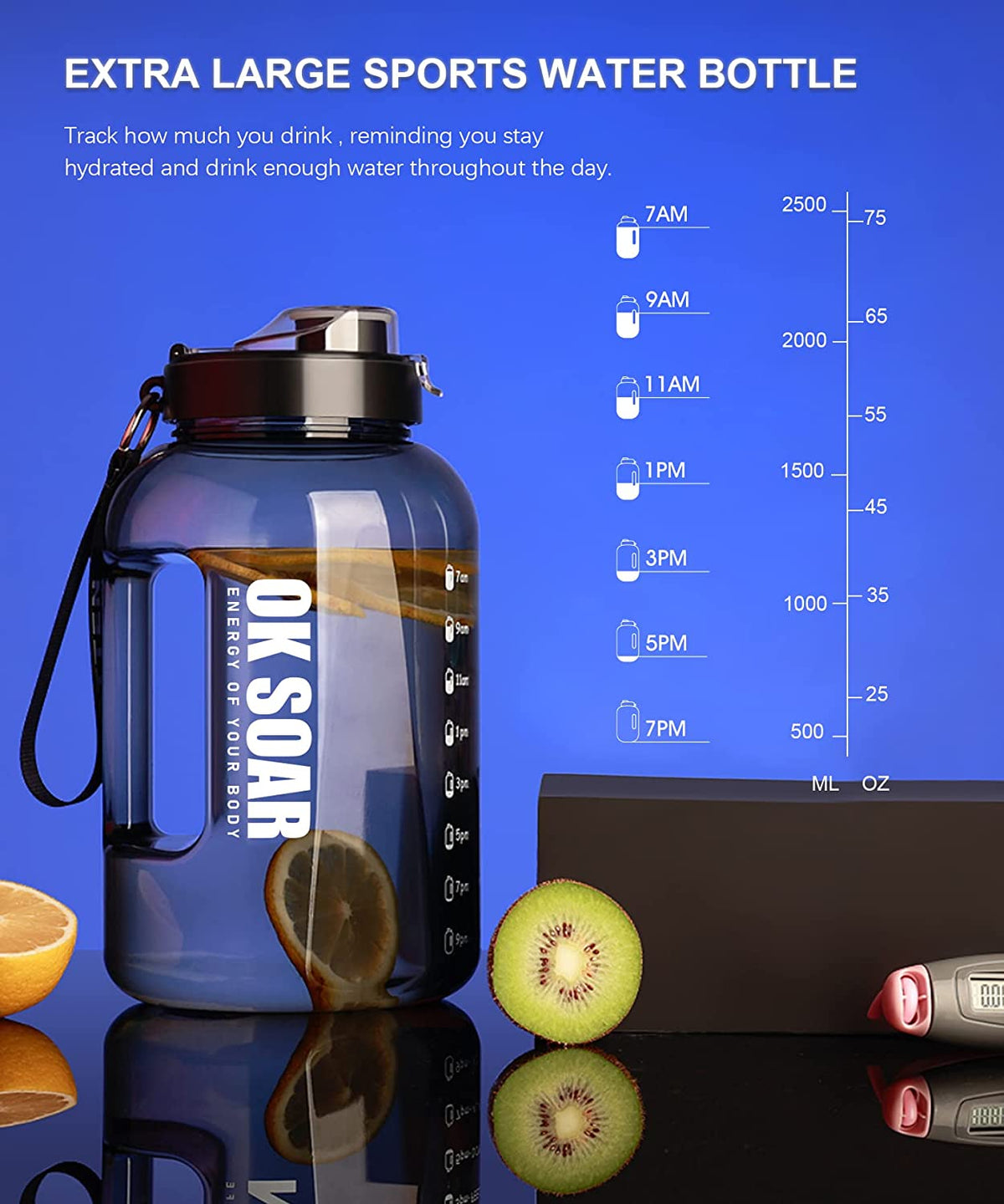 Water Bottle with Time Marker Back to results supps247 - Image 39