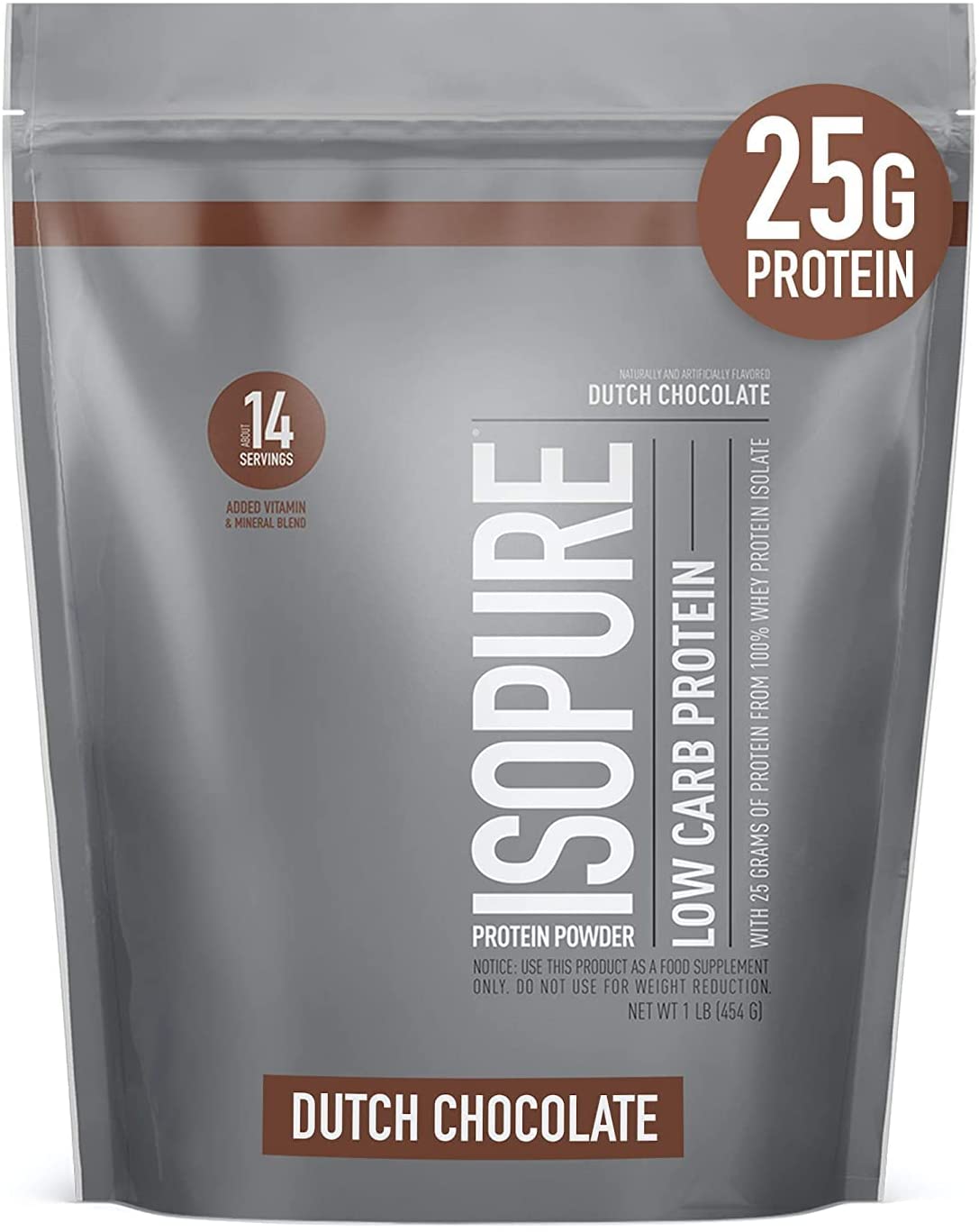 Isopure Low Carb Protein Powder Whey Proteins SUPPS247 454 grams Dutch Chocolate