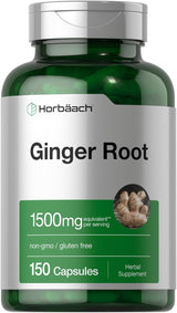 Ginger Root Capsules 1500 mg | 150 Pills  by Horbaach