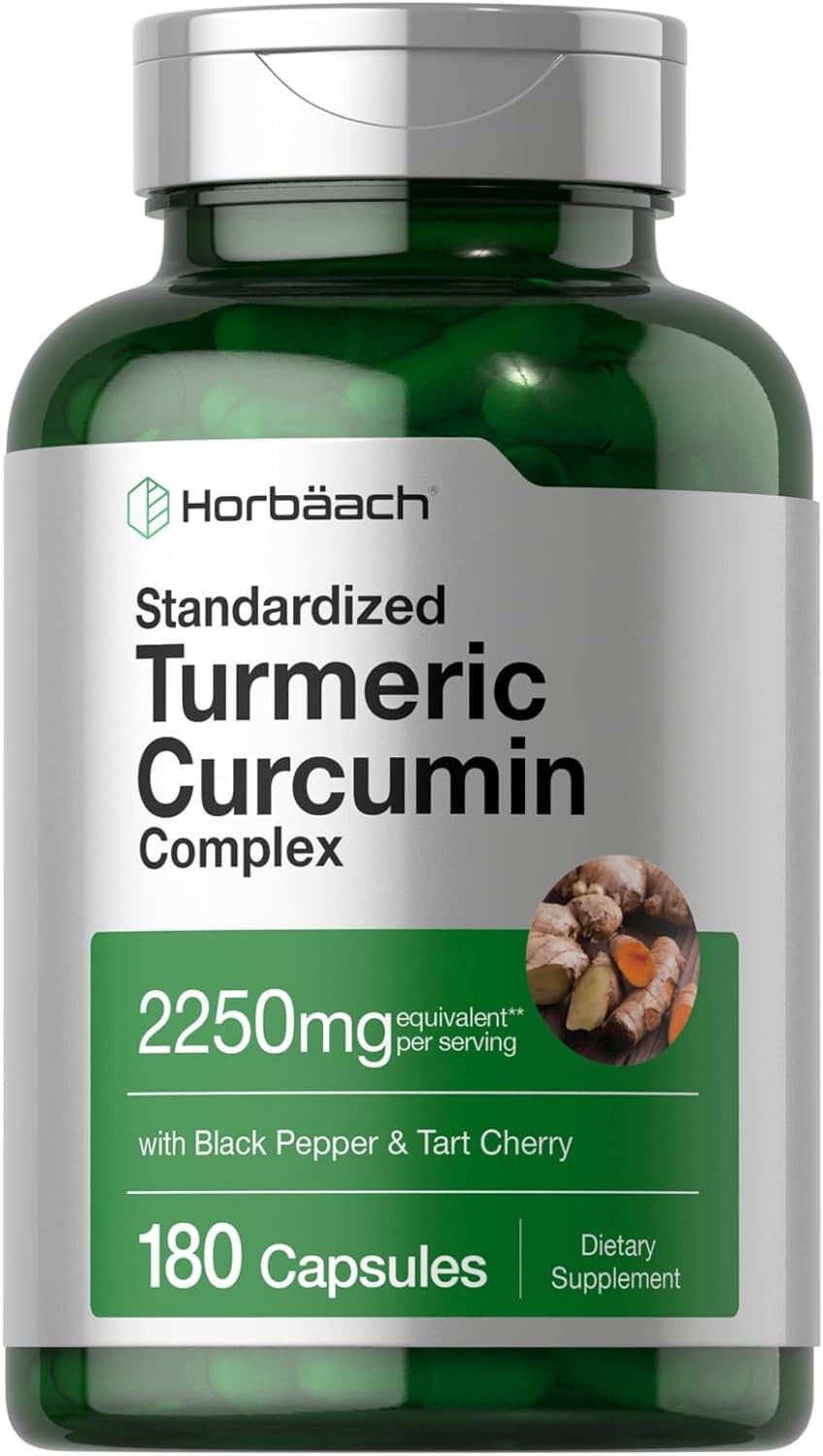 Turmeric Supplement with Black Pepper 2250mg | 180 Capsules by Horbaach General HORBACH 