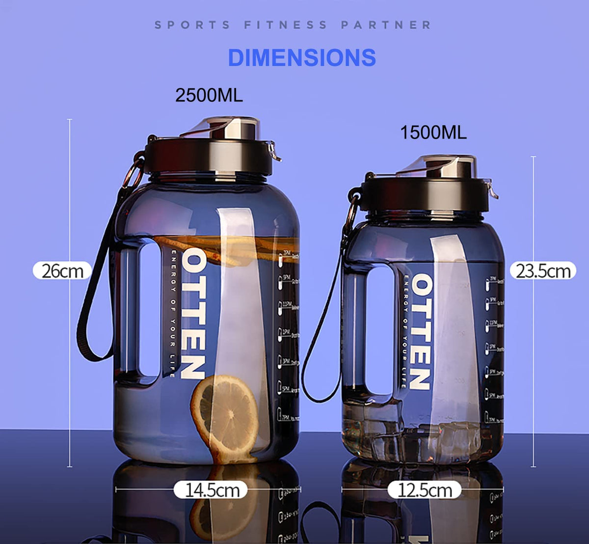 Water Bottle with Time Marker Back to results supps247 - Image 13