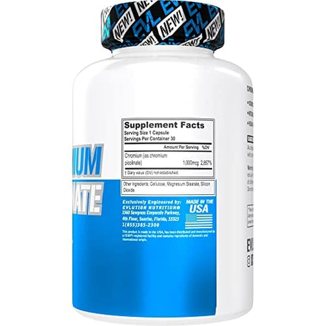 EVL Chromium Picolinate 1000mcg Mineral Supplement Supps247