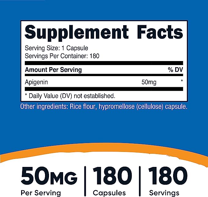 Nutricost Apigenin 50mg, 180 Capsules General Nutricost  - Image 2