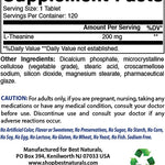 Best Naturals L-Theanine 200mg 120 Tablets Amino Acids Best Naturals