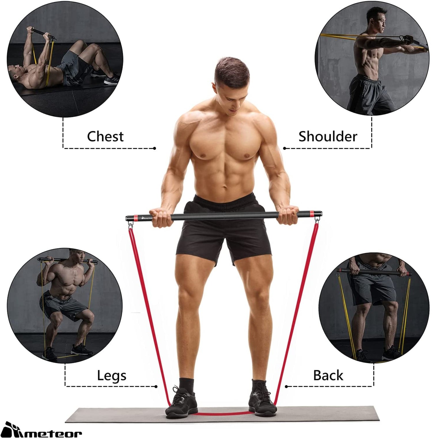 Barbell Deadlift With Resistance Bands G4Free 9Pcs Barbell Pad Set