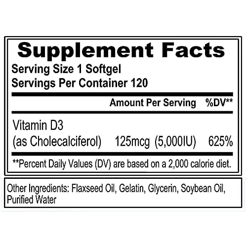 Evlution Nutrition Vitamin D3, 5000 IU 120 Servings Supps247