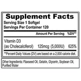 Evlution Nutrition Vitamin D3, 5000 IU 120 Servings Supps247