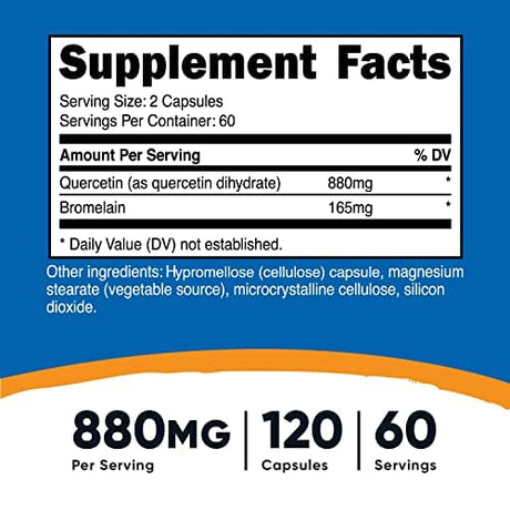 Nutricost Quercetin 800mg, 120 Capsules with Bromelain - 60 Servings Flavonoids supps247 