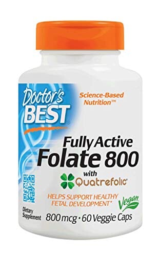 Doctor's Best Fully Active Folate with QuatreFolic 800 mcg, 60 Veggie Caps Back to results Amazon  - Image 1
