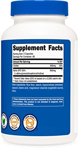 Nutricost Alpha GPC 600mg, 120 Vegetarian Capsules Blended Vitamin & Mineral Supplements Amazon  - Image 4