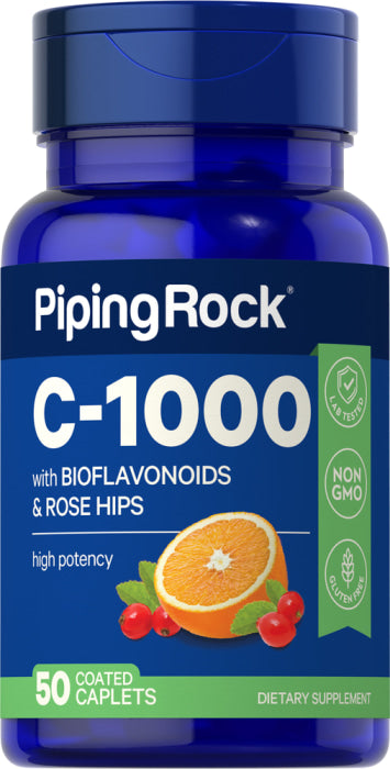 C-1000 mg with Bioflavonoids & Rose Hips, 50 Coated Caps supps247 