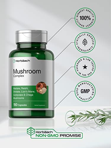 Mushroom Complex Capsules | 150 Count by Horbaach Mushrooms Amazon