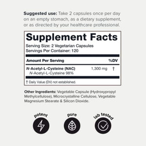 1300mg NAC Supplement N-Acetyl Cysteine 98% by Toniiq Acetyl-L-Carnitine Supps247