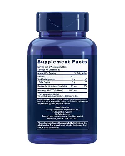 Life Extension D-Ribrose 100 Vegetarian Tablets Back to results supps247 - Image 2