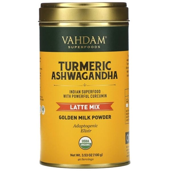 Vahdam Teas, Latte Mix, Turmeric Ashwagandha, 3.53 oz (100 g) supps247 