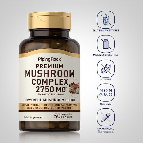 Piping Rock Mushroom Complex Capsules | 2750 mg | 150 Pills Mushrooms Amazon  - Image 3