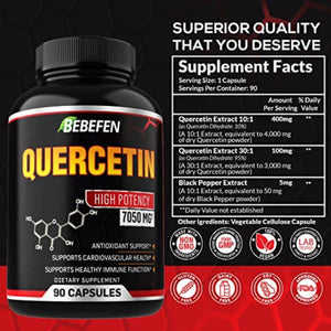 Quercetin by bebefen - 7050mg Formula Pills with Black Pepper Extract immune booster supps247