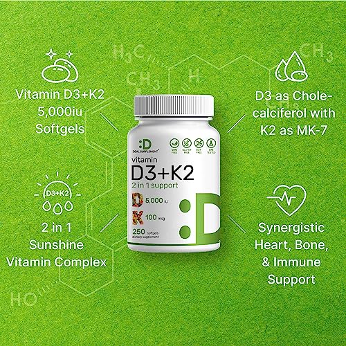 Deal Supplement Vitamin D3 K2 Softgel, 250 Count Back to results Amazon 