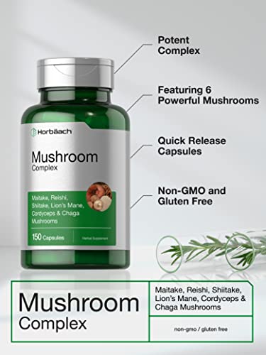 Mushroom Complex Capsules | 150 Count by Horbaach Mushrooms Amazon