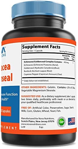 Nova Nutritions Echinacea Goldenseal Complex 450 mg Back to results supps247 - Image 4