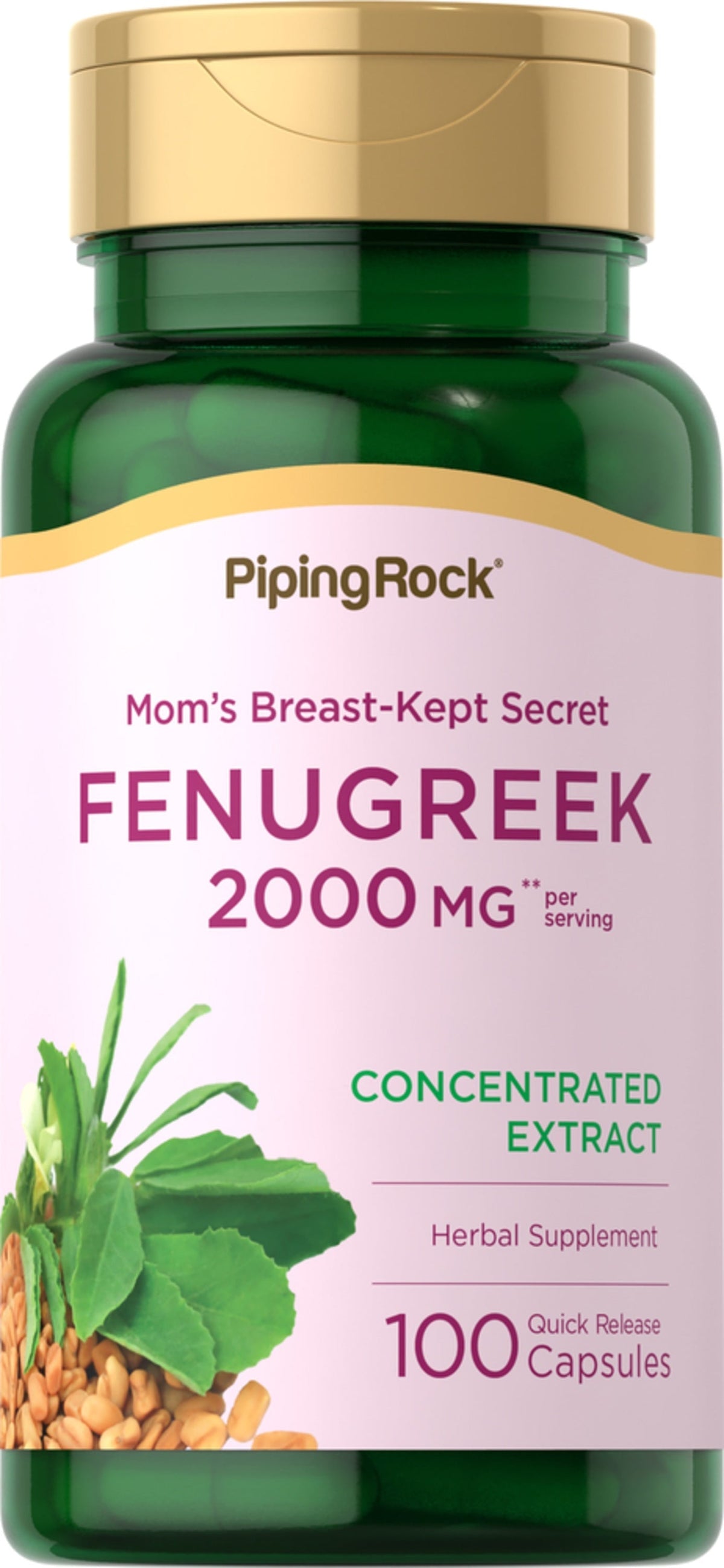 Fenugreek, 2000 mg (per serving), 100 Quick Release Capsules supps247  - Image 1
