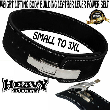 Leather Lever Heavy Duty Power Weight Lifting Belt hexablaster