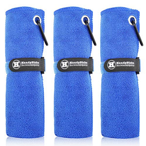 Microfiber Golf Towel (40x40cm) with Carabiner Clip On-Course Accessories supps247 Blue