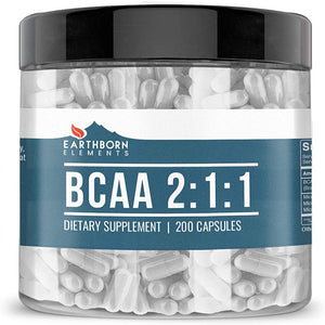 Earthborn Elements BCAA, 200 Capsules, Pure & Undiluted, No Additives BCAAs Supps247