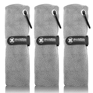 Microfiber Golf Towel (40x40cm) with Carabiner Clip On-Course Accessories supps247 Grey