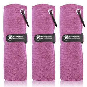 Microfiber Golf Towel (40x40cm) with Carabiner Clip On-Course Accessories supps247 Pink