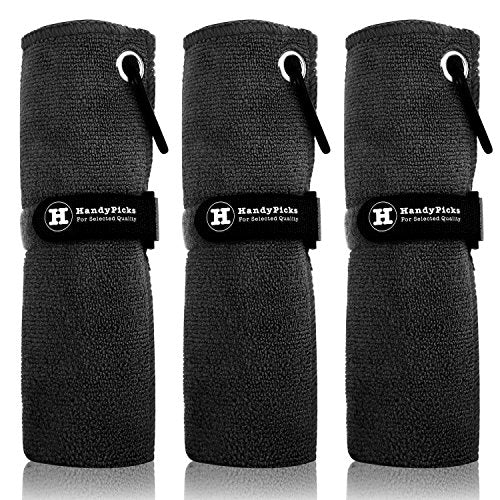 Microfiber Golf Towel (40x40cm) with Carabiner Clip On-Course Accessories supps247 Black